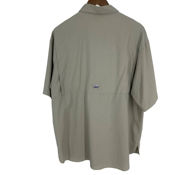 Columbia Mens PFG Omni-Shade Beige Button-Up Short Sleeve Shirt Size L - Picture 7 of 14